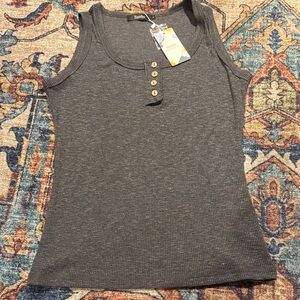 Gray Button-Accent Tank Top